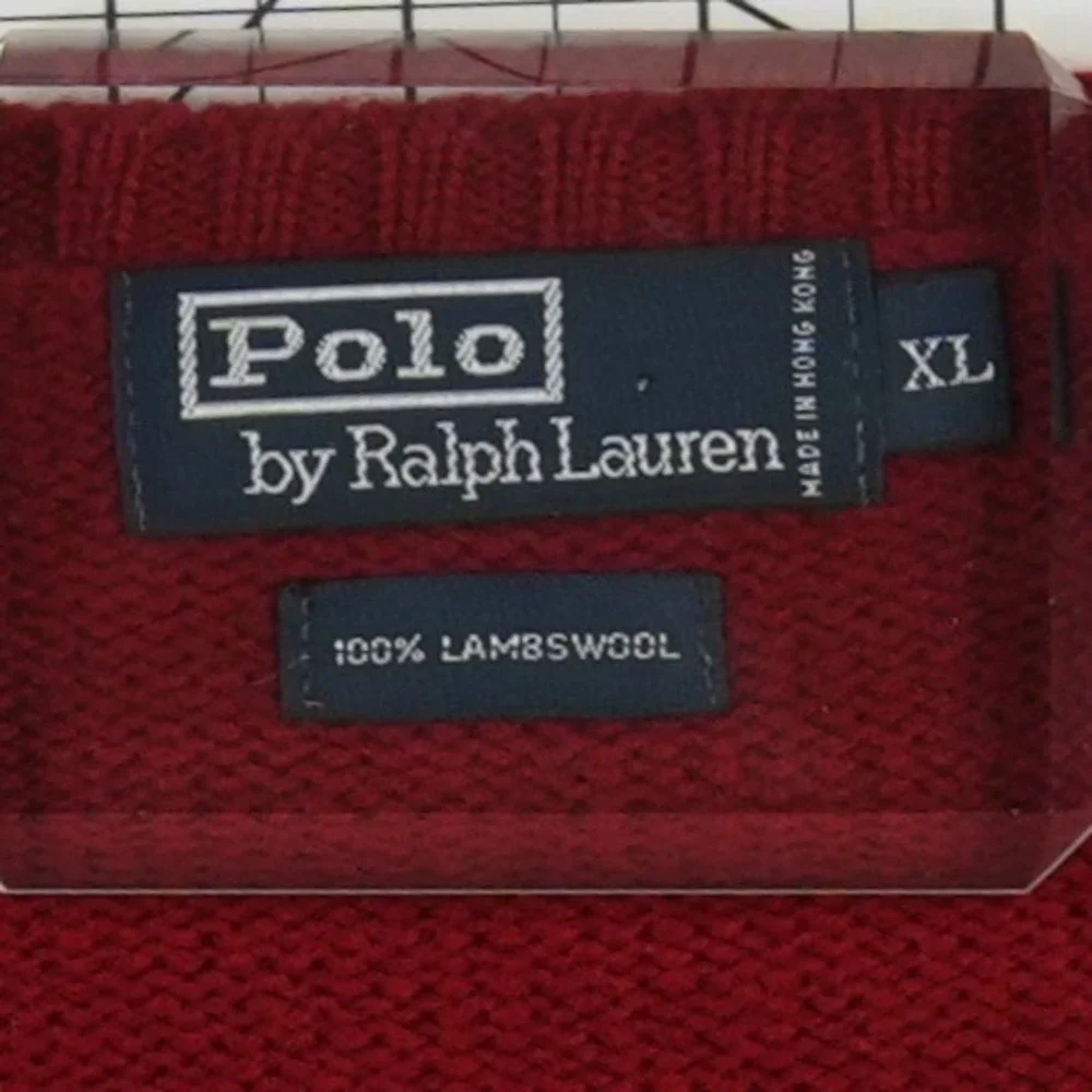 Polo Ralph Lauren Sweater Men's Size XL Burgundy 100% Lambswool Pony‎  V Neck